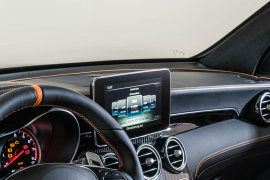 Leather upper section of dashboard